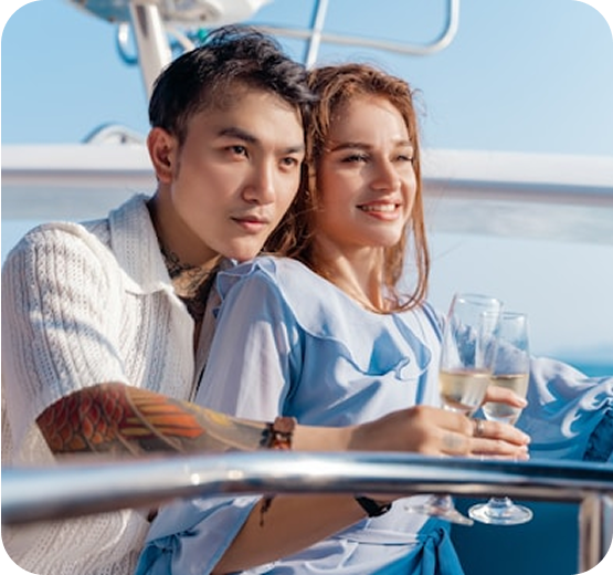 Couple on yacht